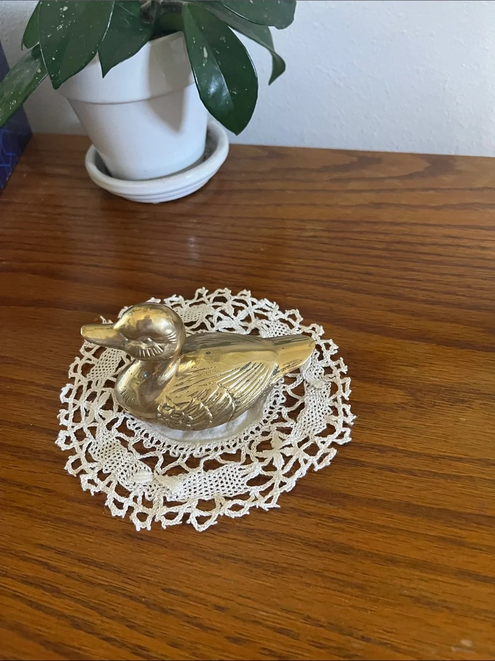 Solid Brass Duck Figurine - Shiny Gold Tone